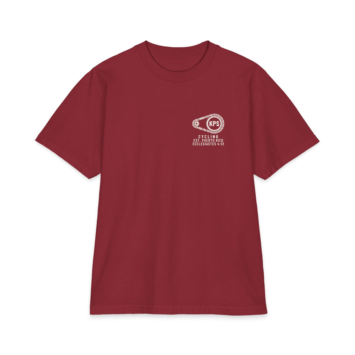 Even God Took a Rest Day Cycling Tee, Burgundy, front view, EVEN GOD TOOK A REST DAY. Genesis 2:2 (KJV)