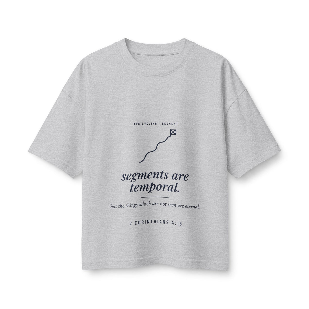 Segments Are Temporal Women's Boxy Tee, Athletic Heather, front view, SEGMENTS ARE TEMPORAL. 2 Corinthians 4:18 (KJV)