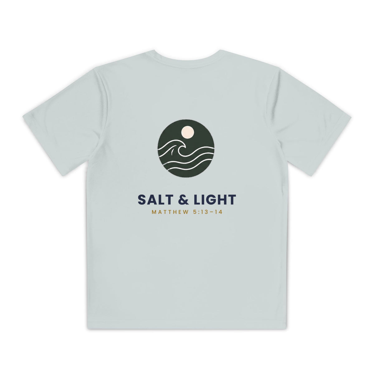 Salt & Light Youth Tee, kids' t-shirt, Silver, back view, SALT & LIGHT., Matthew 5:13–14 (KJV)