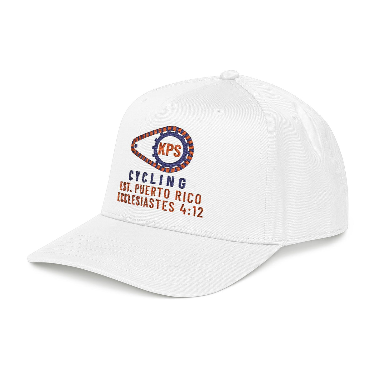 KPS Cycling Club Cap, White, side view, KPS CYCLING CLUB., Ecclesiastes 4:12 (KJV)