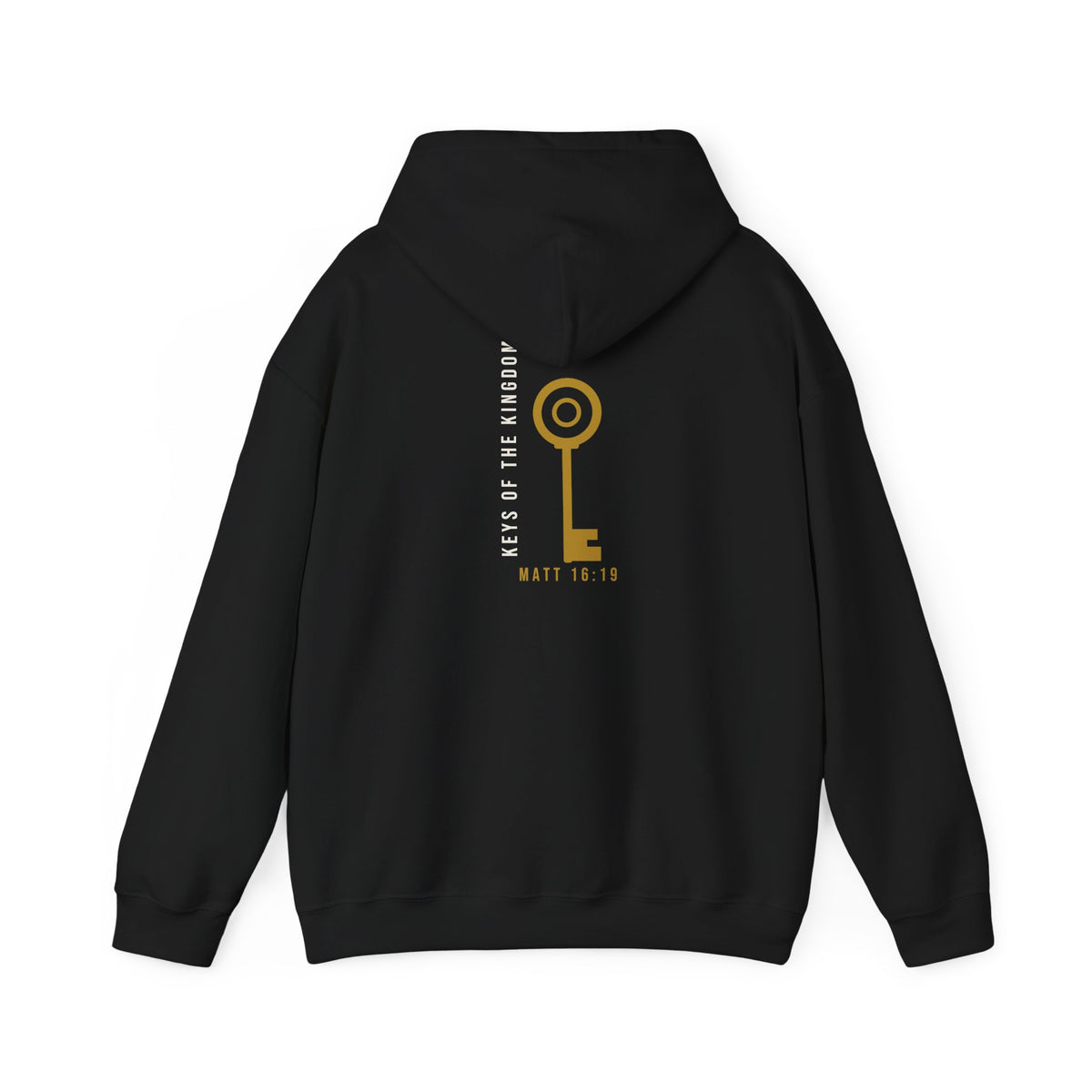Keys of the Kingdom Hoodie, hoodie, Black, back view, KEYS OF THE KINGDOM., Matthew 16:19 (KJV)