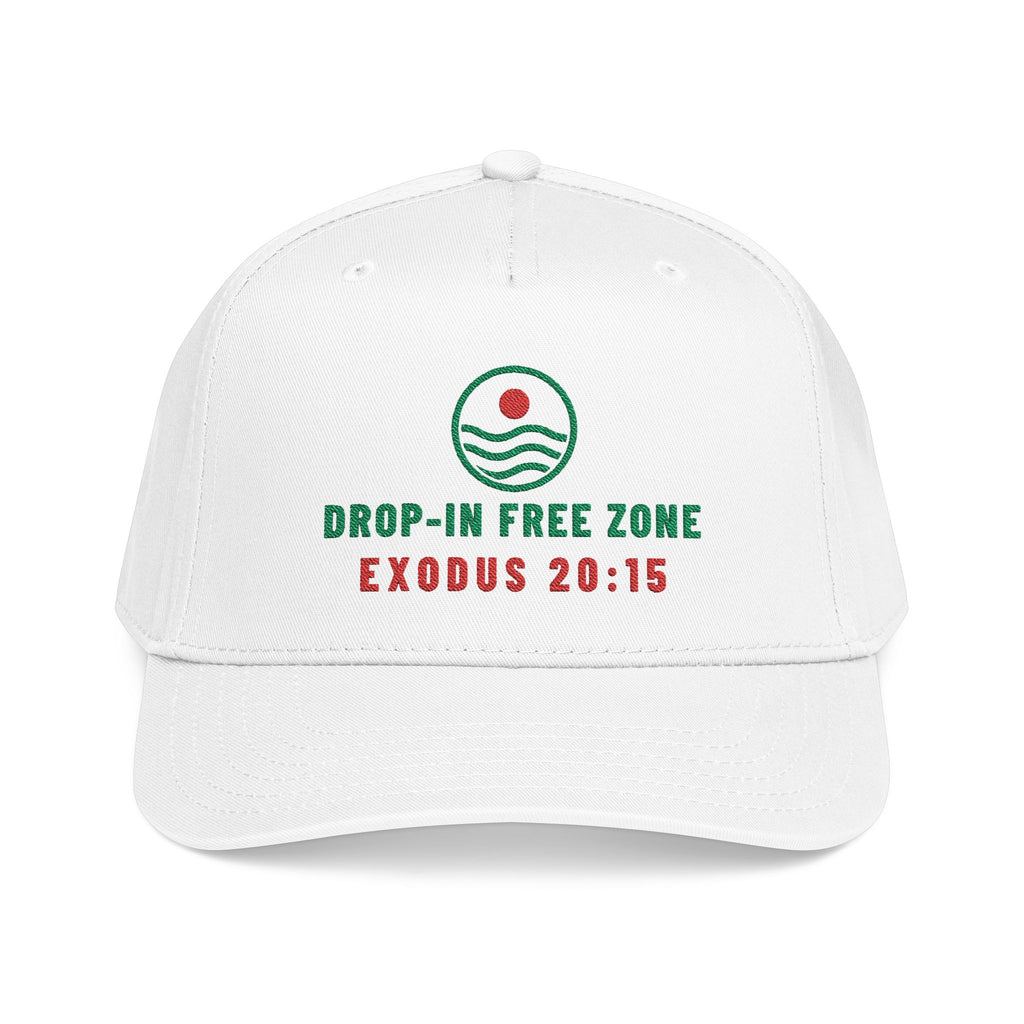 Drop-In Free Zone Cap, White, front view, DROP-IN FREE ZONE. Exodus 20:15 (KJV)