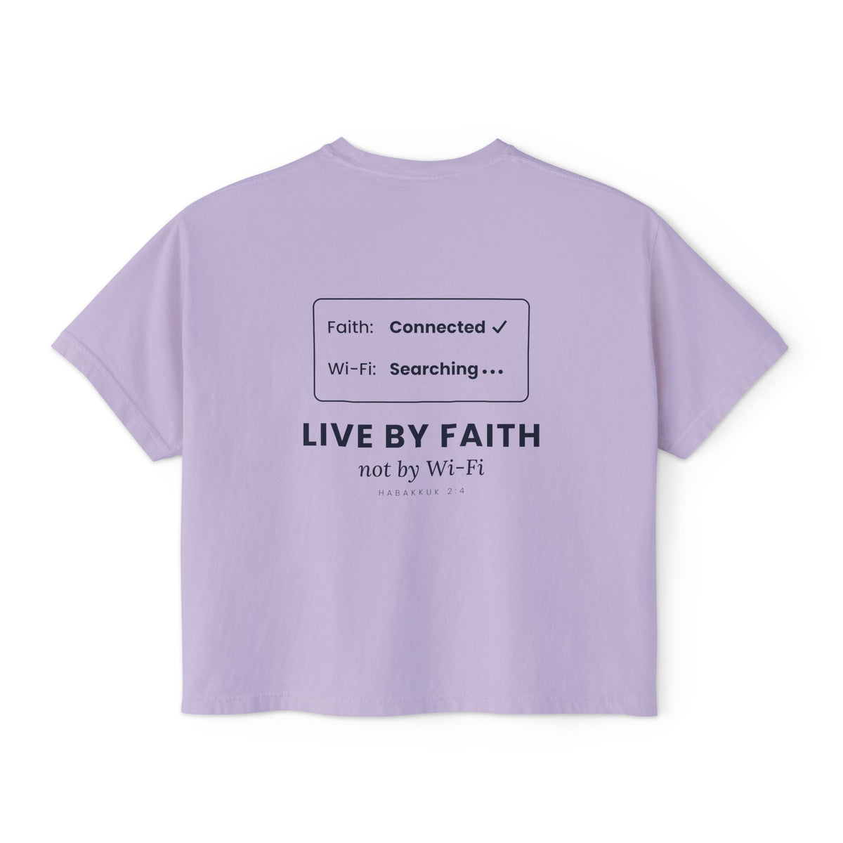 Live by Faith Crop Tee, crop t-shirt, Orchid, back view, LIVE BY FAITH., Habakkuk 2:4 (KJV)