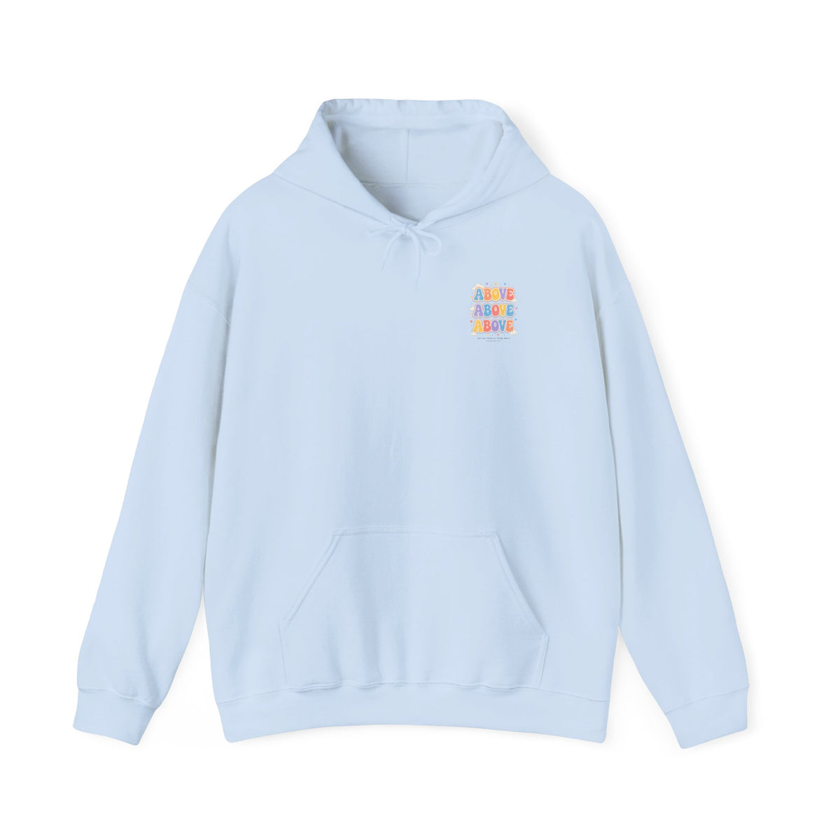 Things Above Hoodie, hoodie, Light Blue, front view, THINGS ABOVE., Colossians 3:2 (KJV)