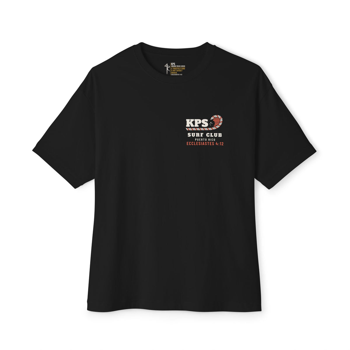 Flat Day? All Things Work Together Surf Tee, Black, front view, FLAT DAY? ALL THINGS WORK TOGETHER., Romans 8:28 (KJV)