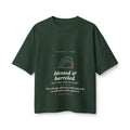Blessed & Barreled Women's Boxy Tee, Forest, front view, BLESSED & BARRELED. SALTY HAIR, GRATEFUL HEART. Psalm 118:24 (KJV)