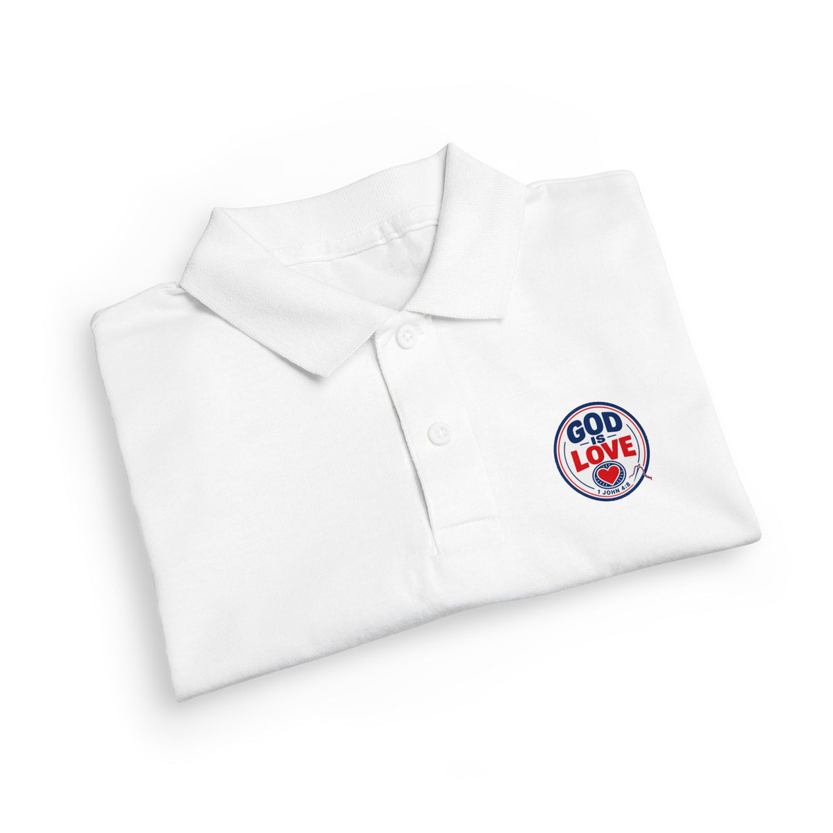 God Is Love Youth Polo, kids' polo, White, folded, GOD IS LOVE., 1 John 4:8 (KJV)