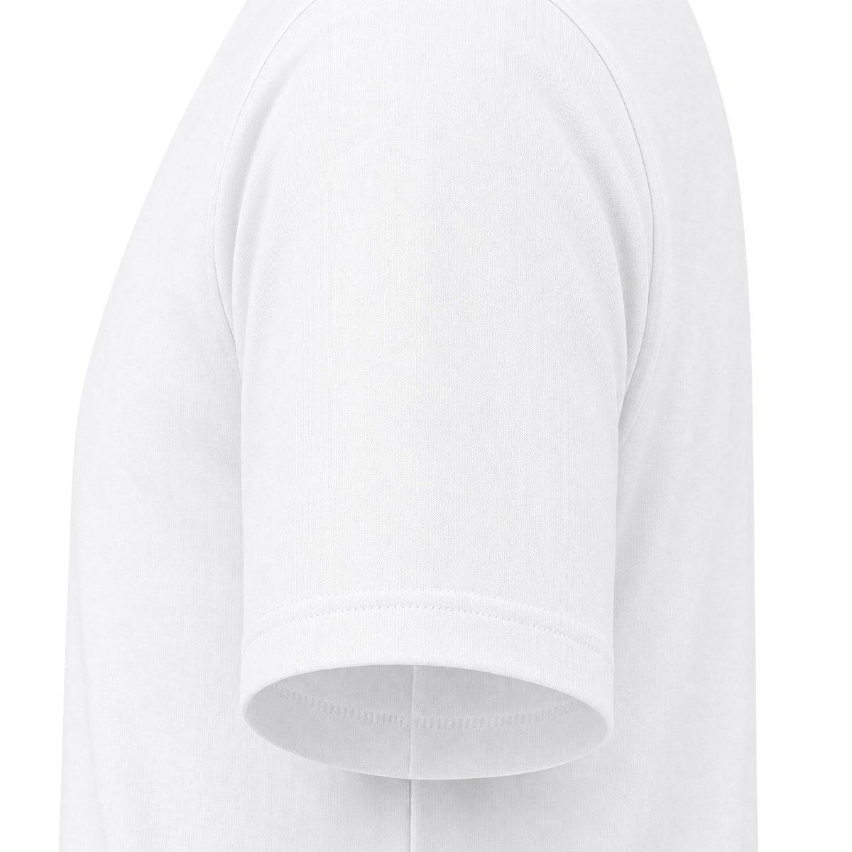 In The Beginning Women's Fitted Tee, women's fitted t-shirt, White, sleeve close-up