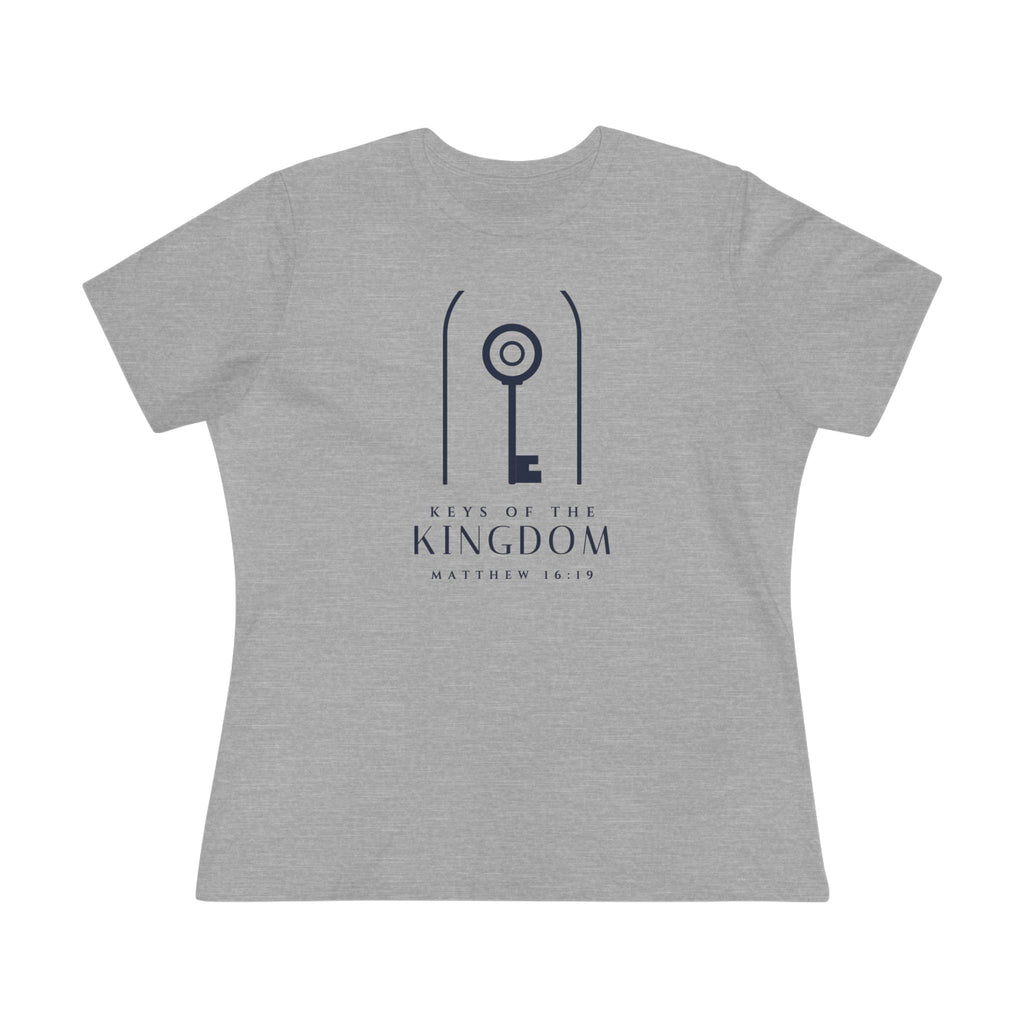 Keys of the Kingdom Women's Tee, Athletic Heather, front view, KEYS OF THE KINGDOM., Matthew 16:19 (KJV)