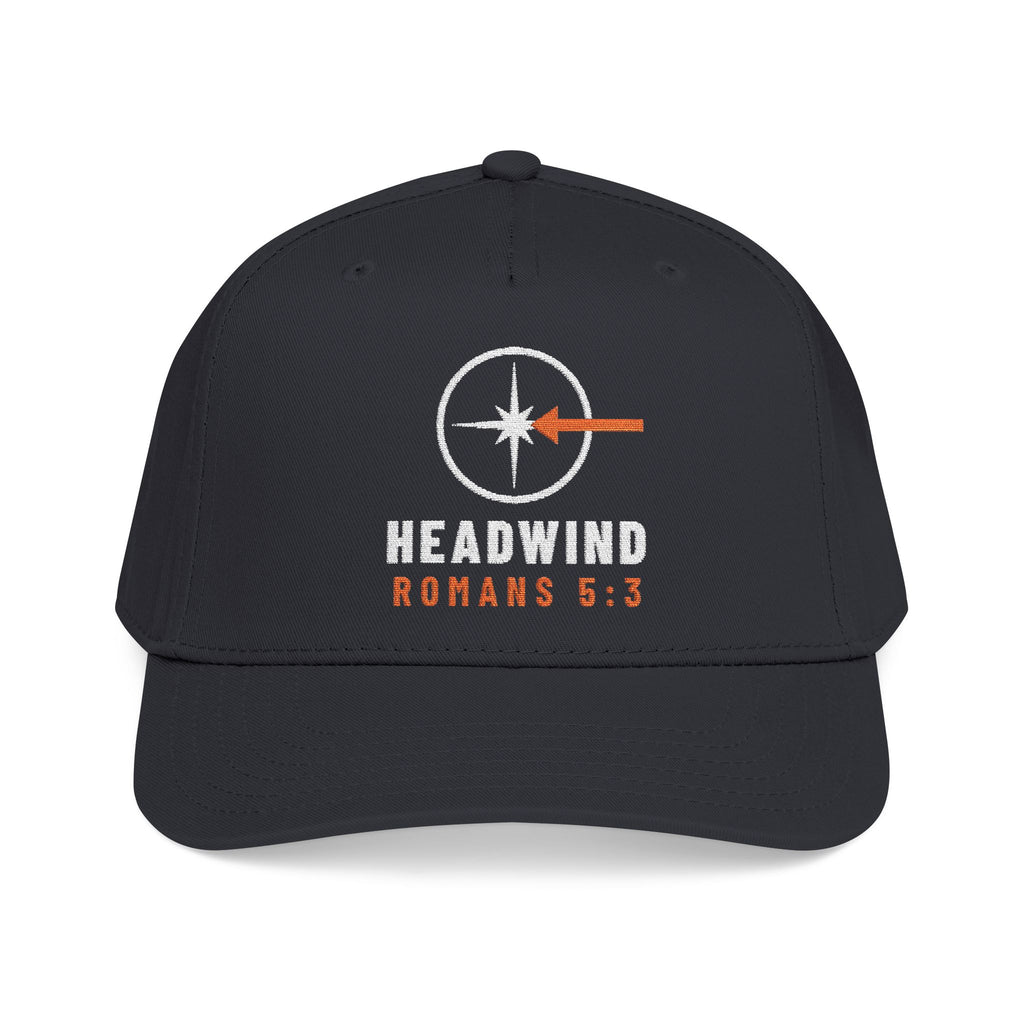 Headwind Compass Cap, Black, front view, HEADWIND WORKETH PATIENCE. Romans 5:3 (KJV)