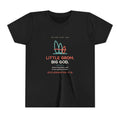 Little Grom. Big God. Youth Tee, Black, front view, LITTLE GROM. BIG GOD. Ecclesiastes 4:12 (KJV)