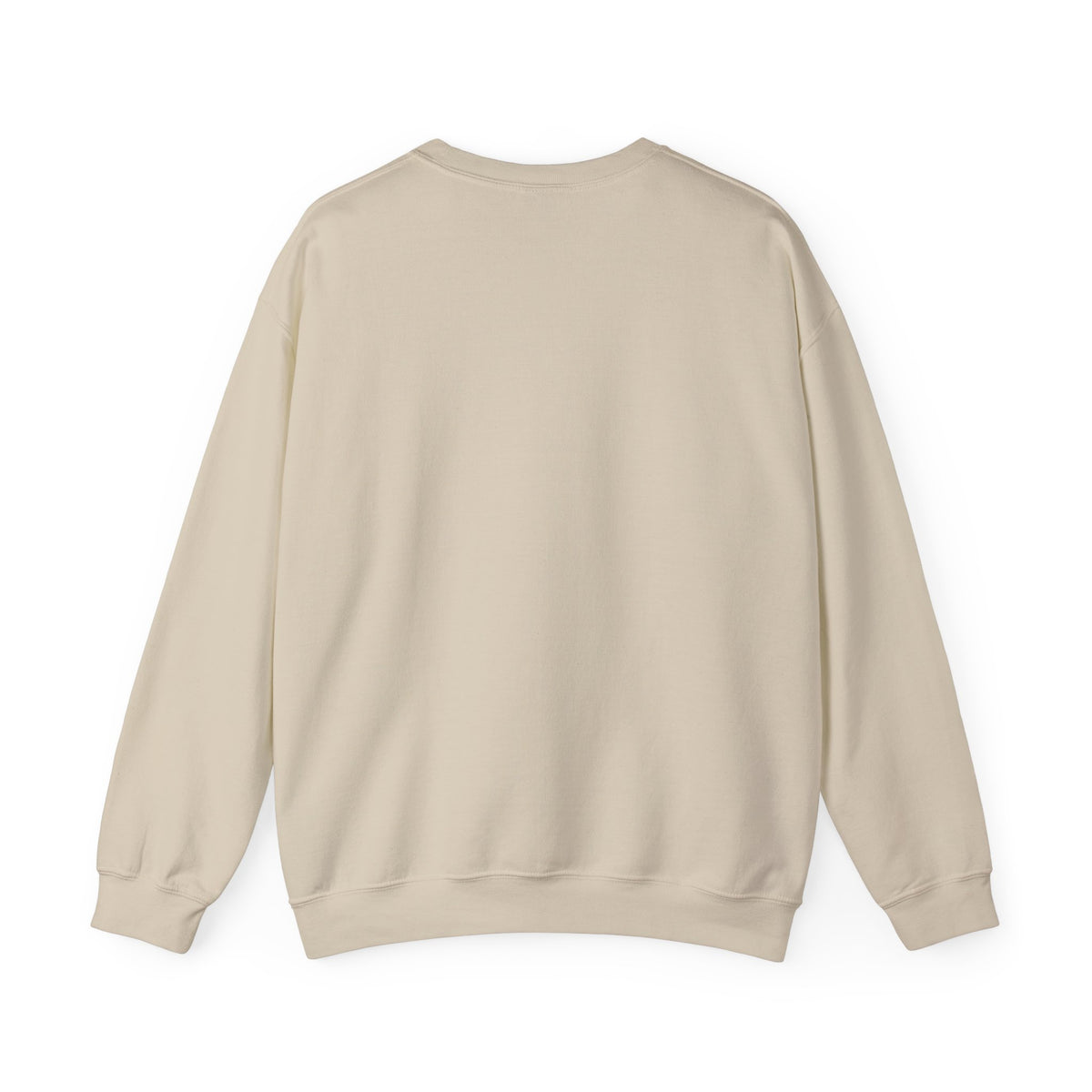 Pray More Worry Less Crewneck, sweatshirt, Sand, back view, blank, PRAY MORE. WORRY LESS., Philippians 4:6–7 (KJV)