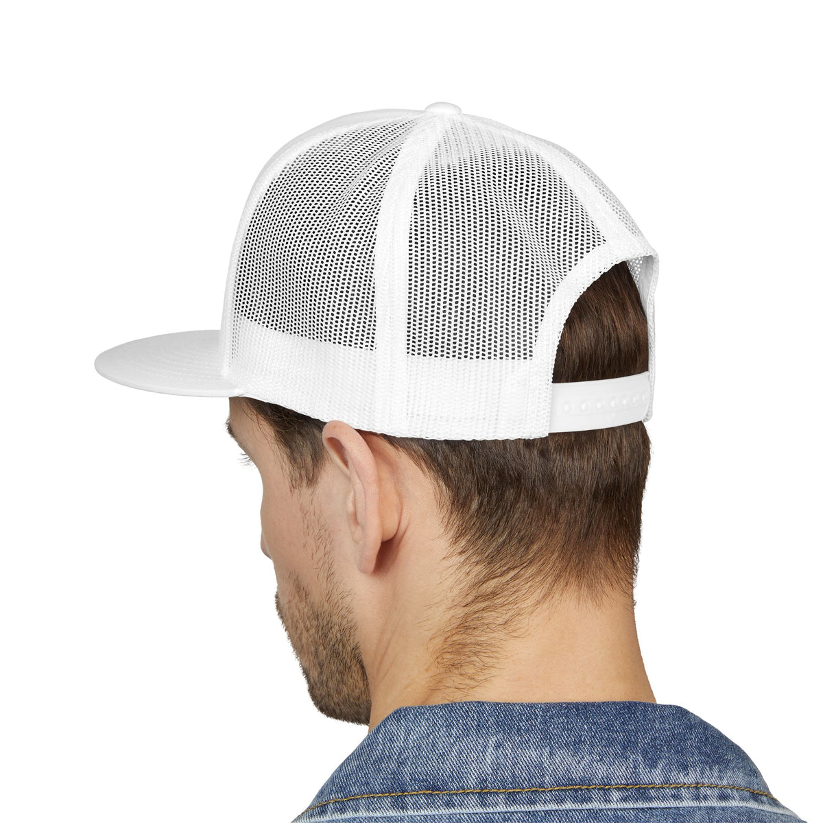 Called by God Trucker Cap, White, back view, worn by a man, CALLED BY GOD. DISTRACTED BY EVERYTHING., Proverbs 4:25-27 (KJV)