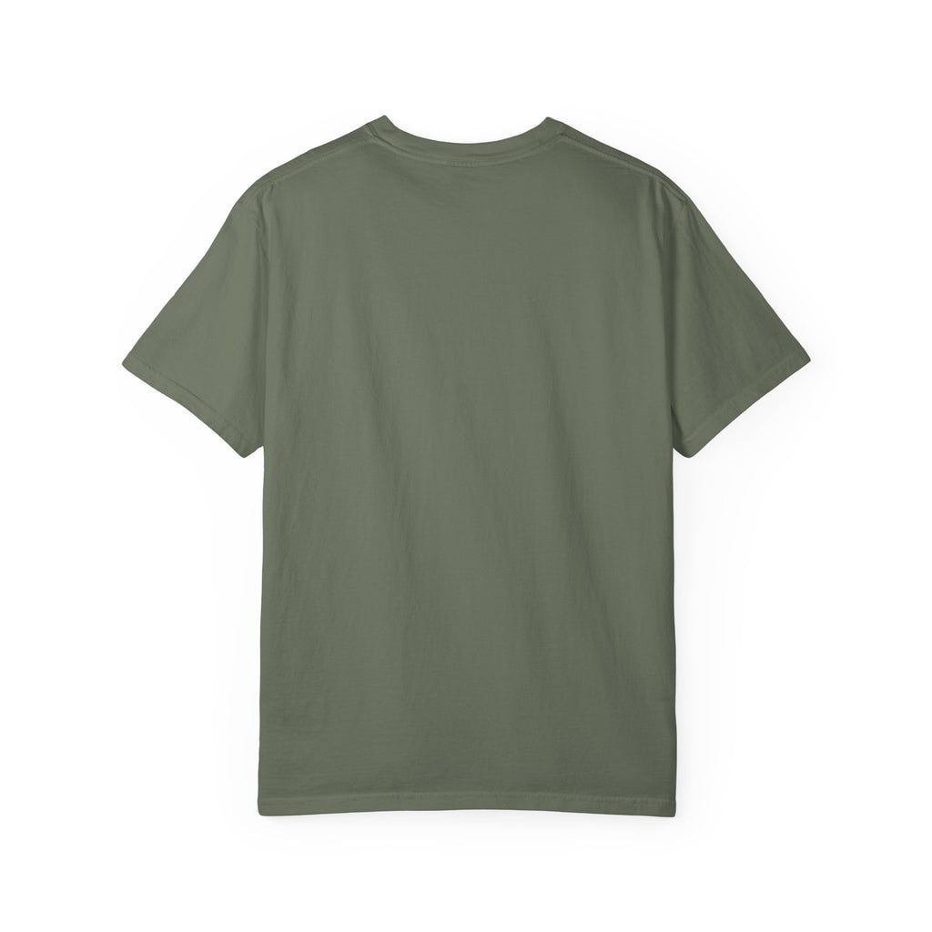 KPS Surf Club Tee, Moss, back view, KPS SURF CLUB. Ecclesiastes 4:12 (KJV)