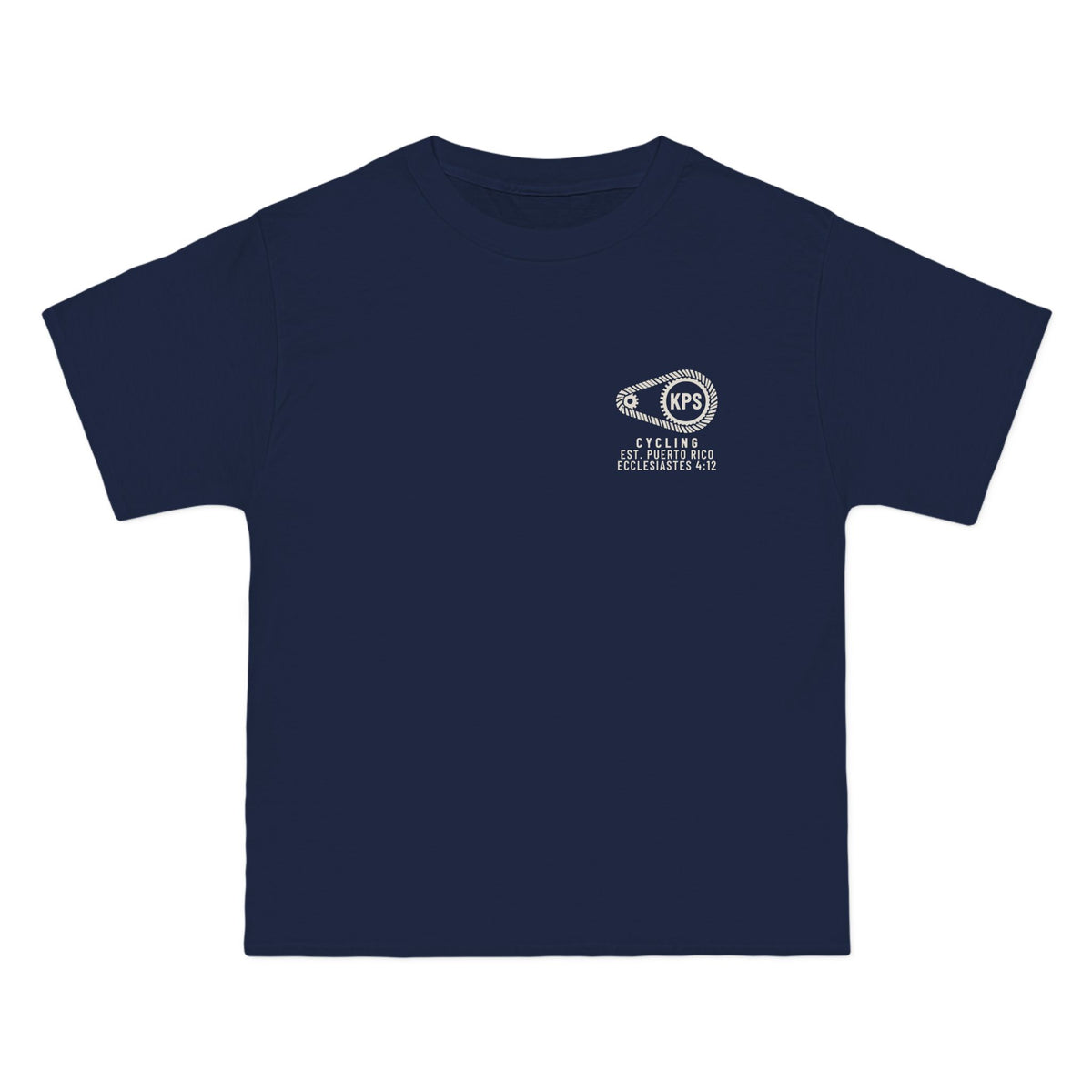 Headwind Worketh Patience Cycling Tee, Navy, front view, HEADWIND WORKETH PATIENCE. Romans 5:3 (KJV)