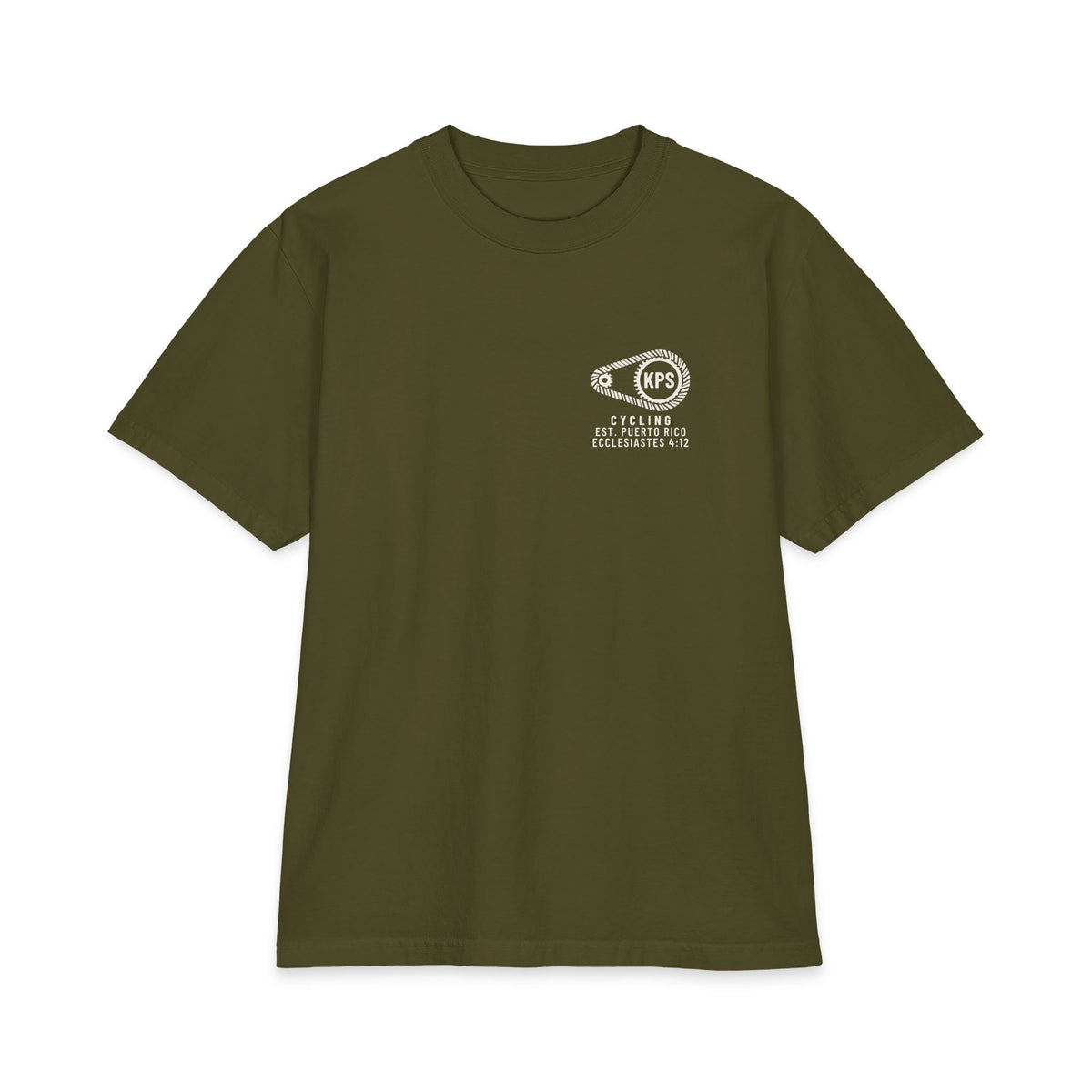 Even God Took a Rest Day Cycling Tee, Olive, front view, EVEN GOD TOOK A REST DAY. Genesis 2:2 (KJV)