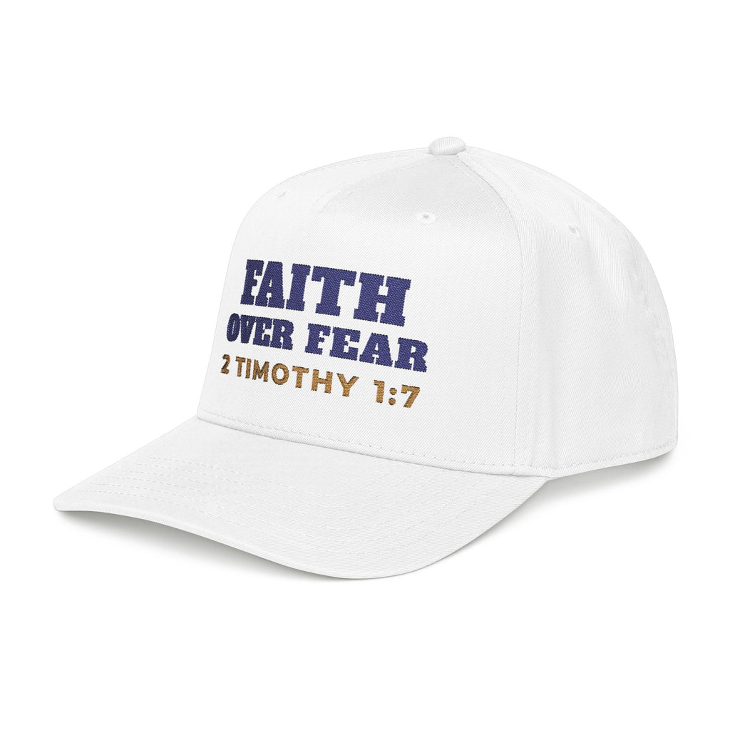 Faith Over Fear Cap, cap, White, left side view, FAITH OVER FEAR., 2 Timothy 1:7 (KJV)