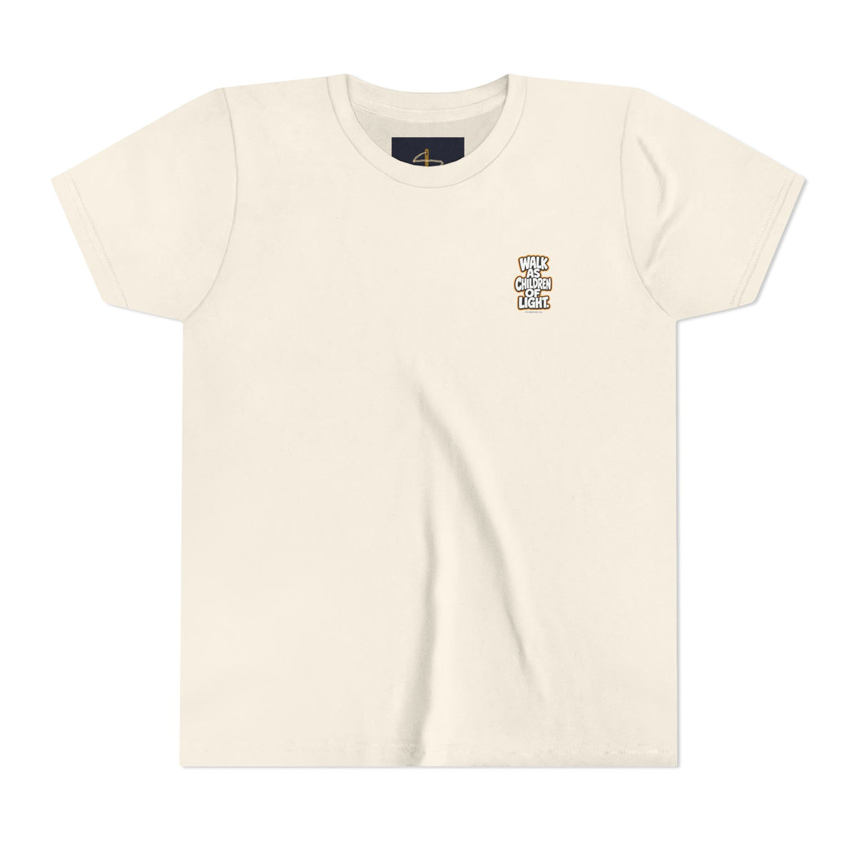 Children of Light Youth Tee, kids' t-shirt, Natural, front view, WALK AS CHILDREN OF LIGHT., Ephesians 5:8 (KJV)