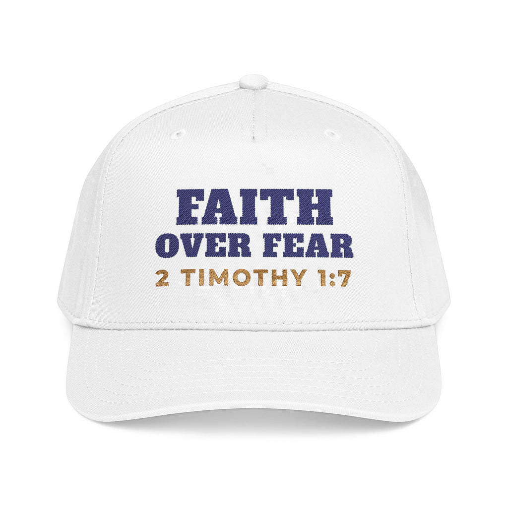 Faith Over Fear Cap, cap, White, front view, FAITH OVER FEAR., 2 Timothy 1:7 (KJV)