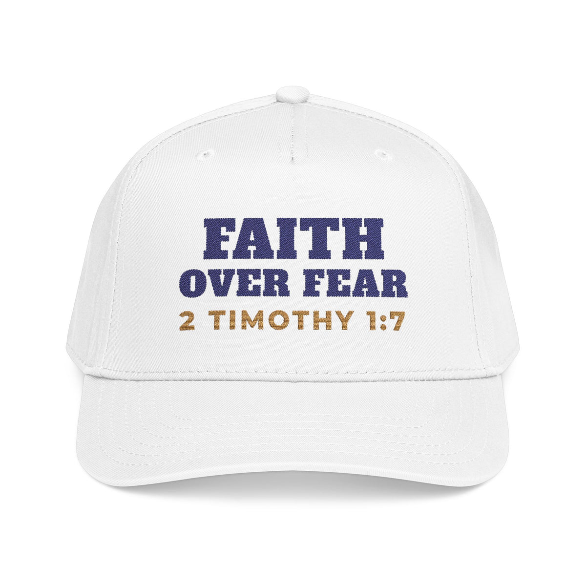 Faith Over Fear Cap, cap, White, front view, FAITH OVER FEAR., 2 Timothy 1:7 (KJV)