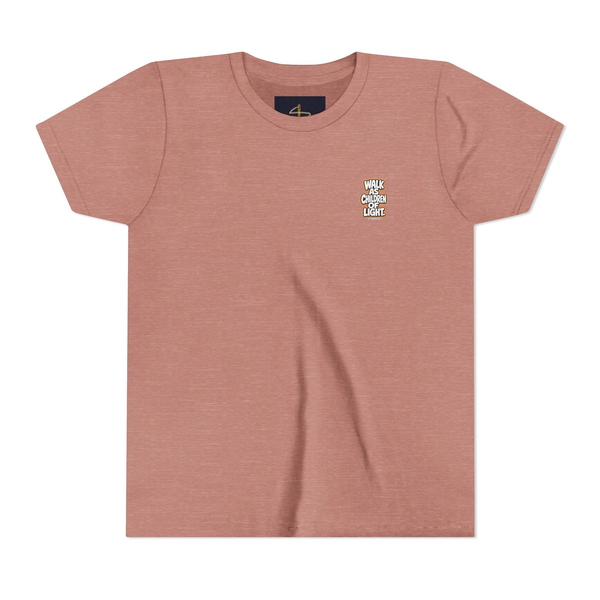 Children of Light Youth Tee, kids' t-shirt, Heather Mauve, front view, WALK AS CHILDREN OF LIGHT., Ephesians 5:8 (KJV)