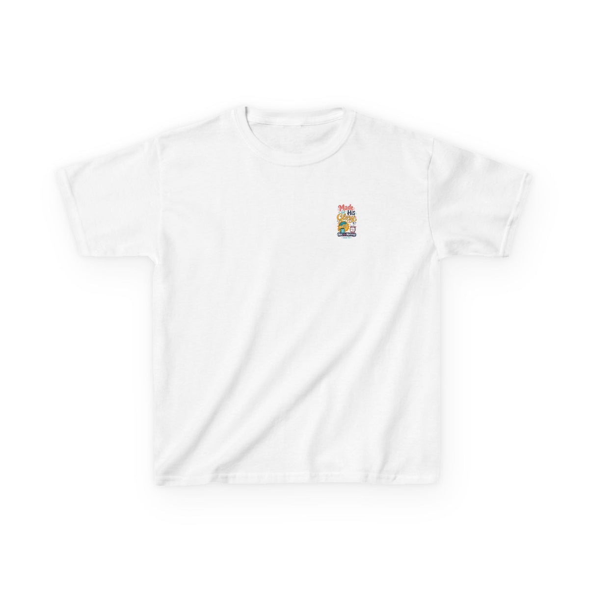 His Glory Kids Tee, kids' t-shirt, White, front view, MADE FOR HIS GLORY… NOT FOR MORNINGS., Isaiah 43:7 (KJV)