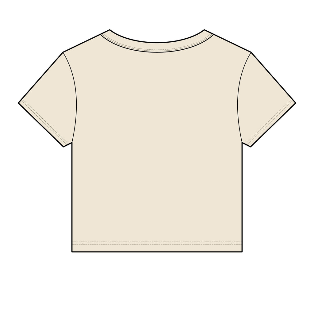 Walk by Faith Women's Baby Tee, Solid Natural Blend, back view, plain back, WALK BY FAITH., 2 Corinthians 5:7 (KJV)