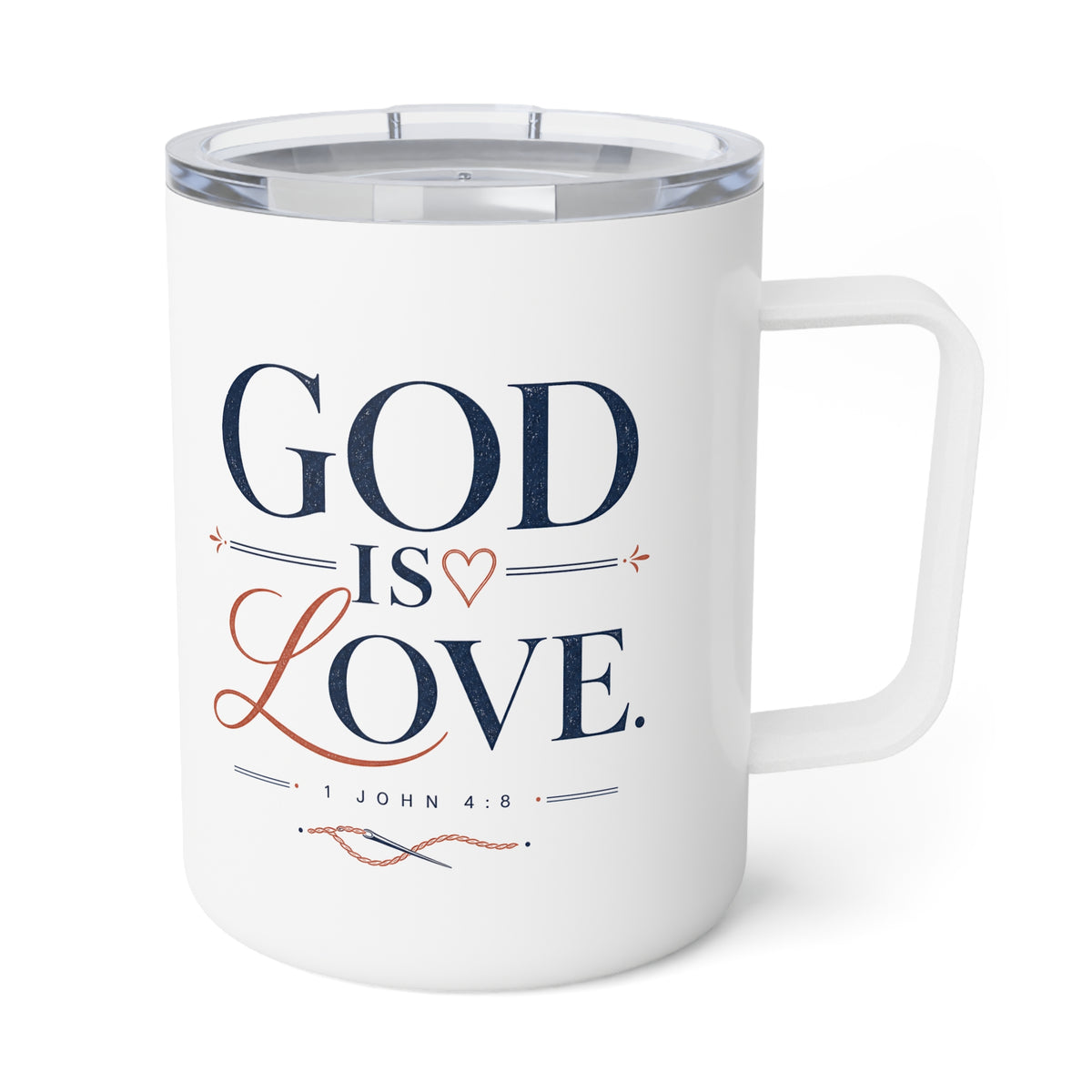 God Is Love Travel Mug, travel mug, White, handle on the right, GOD IS LOVE., 1 John 4:8 (KJV)