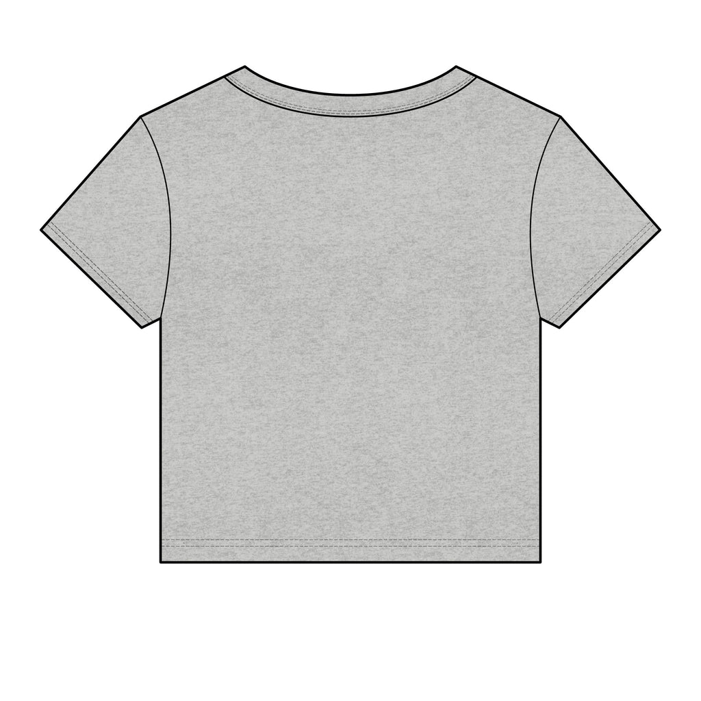 Walk by Faith Women's Baby Tee, Athletic Heather, back view, plain back, WALK BY FAITH., 2 Corinthians 5:7 (KJV)