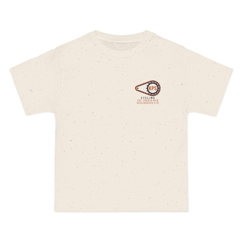 KPS Cycling Club Tee, Natural, front view, KPS CYCLING CLUB. Ecclesiastes 4:12 (KJV)
