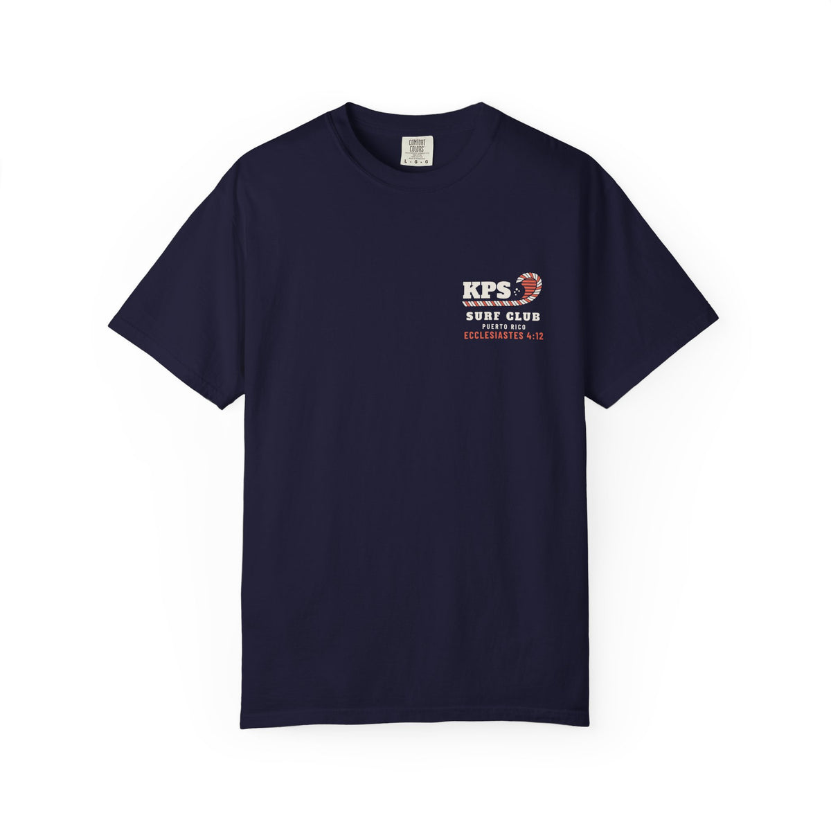 Thou Shalt Not Drop In Surf Tee, True Navy, front view, THOU SHALT NOT DROP IN. Exodus 20:15 (KJV)