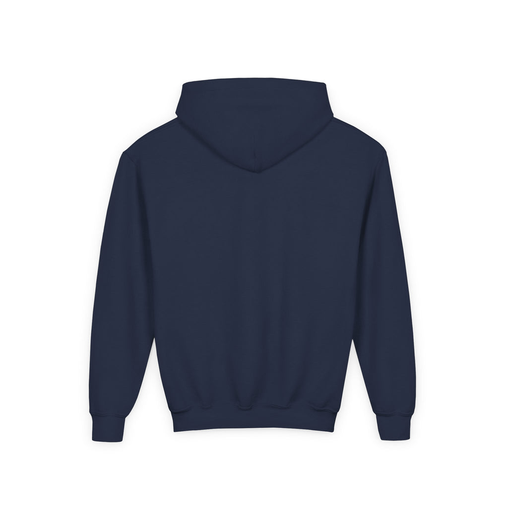 Be Strong Youth Hoodie, kids hoodie, Navy, back view, BE STRONG., Joshua 1:9 (KJV)