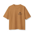 Seek First Minimal Boxy Tee, Toast, front view, SEEK FIRST., Matthew 6:33 (KJV)