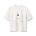 Consider the Lilies Women's Boxy Tee, Vintage White, front view, CONSIDER THE LILIES., Matthew 6:28, 33 (KJV)