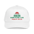 Rincón Dawn Patrol Club Cap, White, front view, RINCÓN DAWN PATROL CLUB. Psalm 118:24 (KJV)
