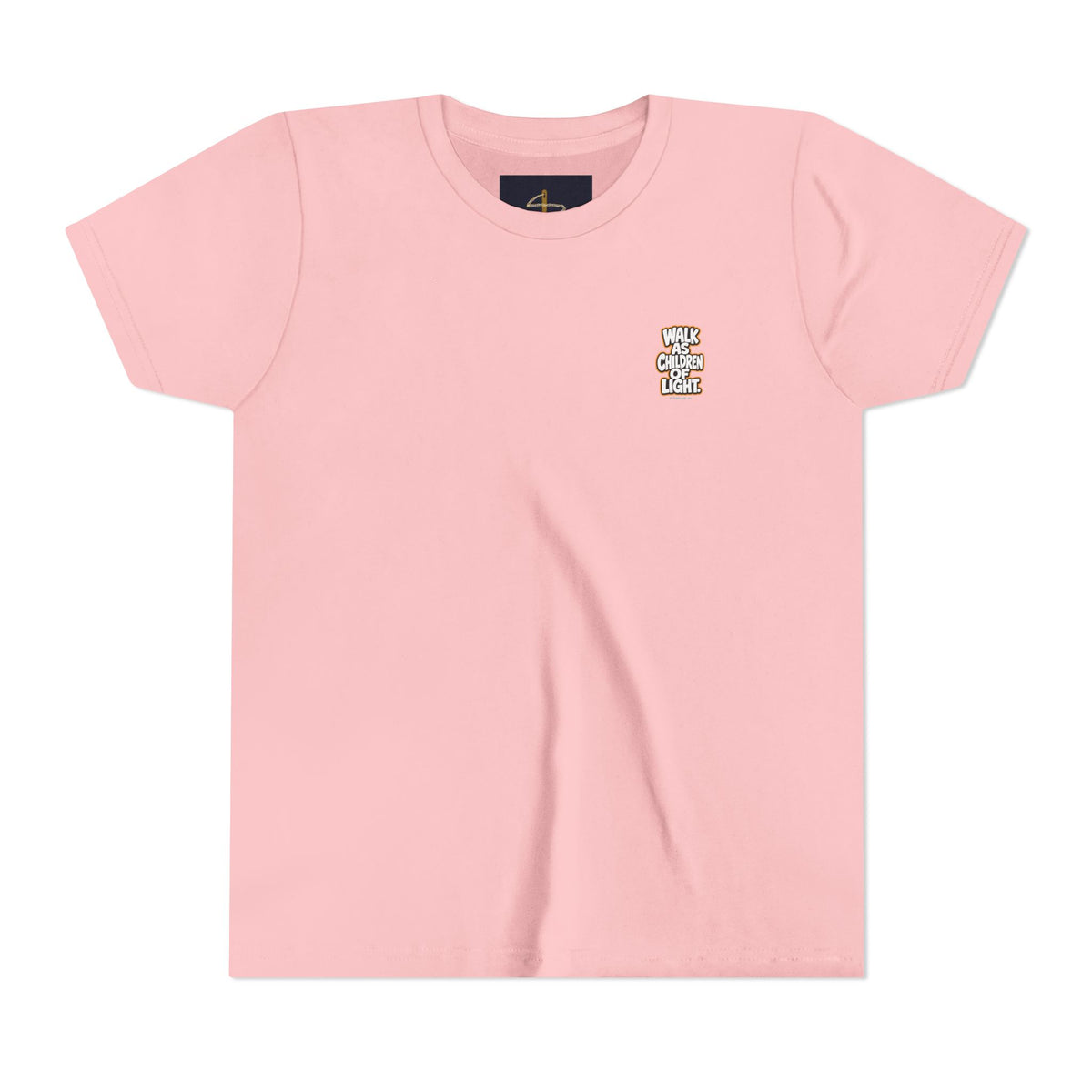 Children of Light Youth Tee, kids' t-shirt, Pink, front view, WALK AS CHILDREN OF LIGHT., Ephesians 5:8 (KJV)