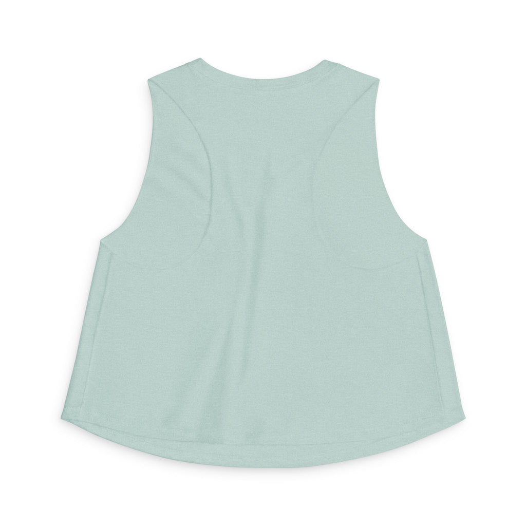 Walking With God Crop Tank, crop tank, Heather Dusty Blue, back view, WALKING WITH GOD., Genesis 5:24 (KJV)