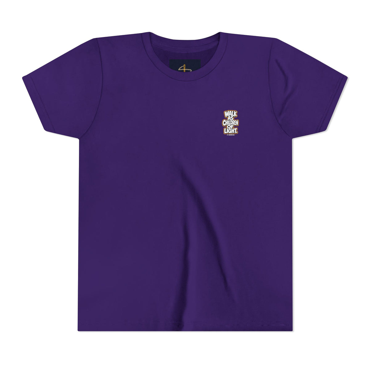 Children of Light Youth Tee, kids' t-shirt, Team Purple, front view, WALK AS CHILDREN OF LIGHT., Ephesians 5:8 (KJV)