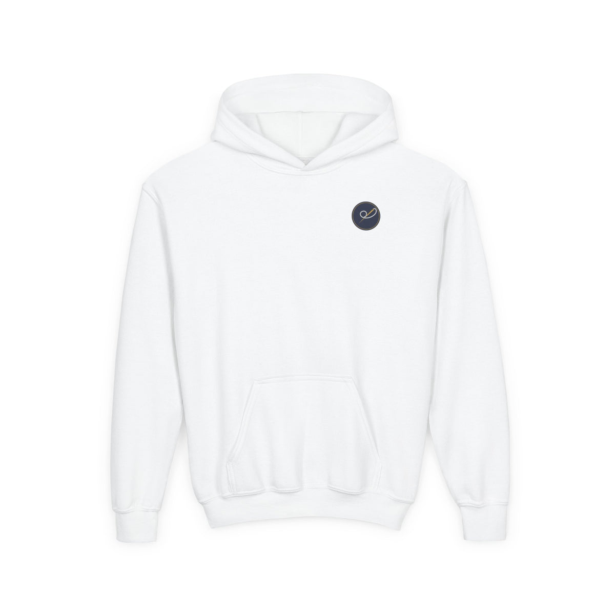Child of God Youth Hoodie, kids' hoodie, White, front view with small KPS badge on the chest, A CHILD OF GOD… STILL ASKING “ARE WE THERE YET?”, John 1:12 (KJV)