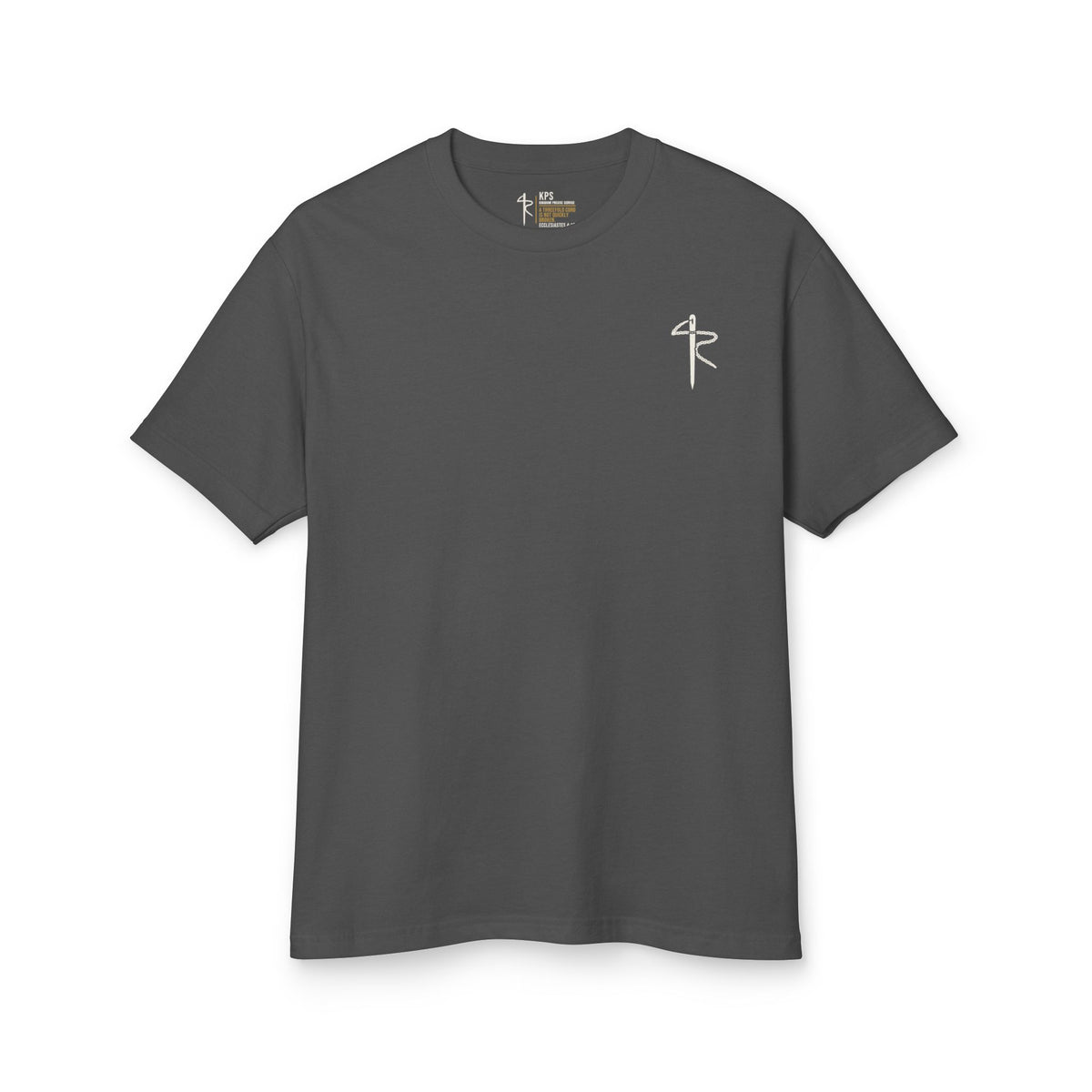 Seek Ye First Then the KOM Cycling Tee, Faded Black, front view, SEEK YE FIRST. THEN THE KOM. Matthew 6:33 (KJV)