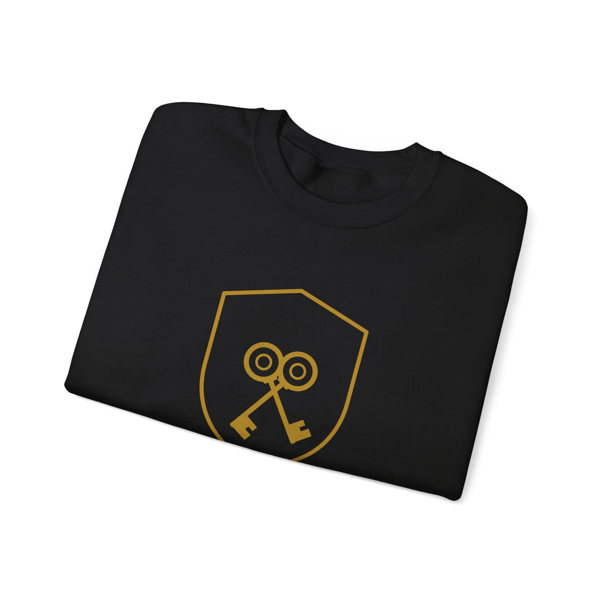 Crossed Keys Crewneck, sweatshirt, Black, folded, KEYS OF THE KINGDOM., Matthew 16:19 (KJV)