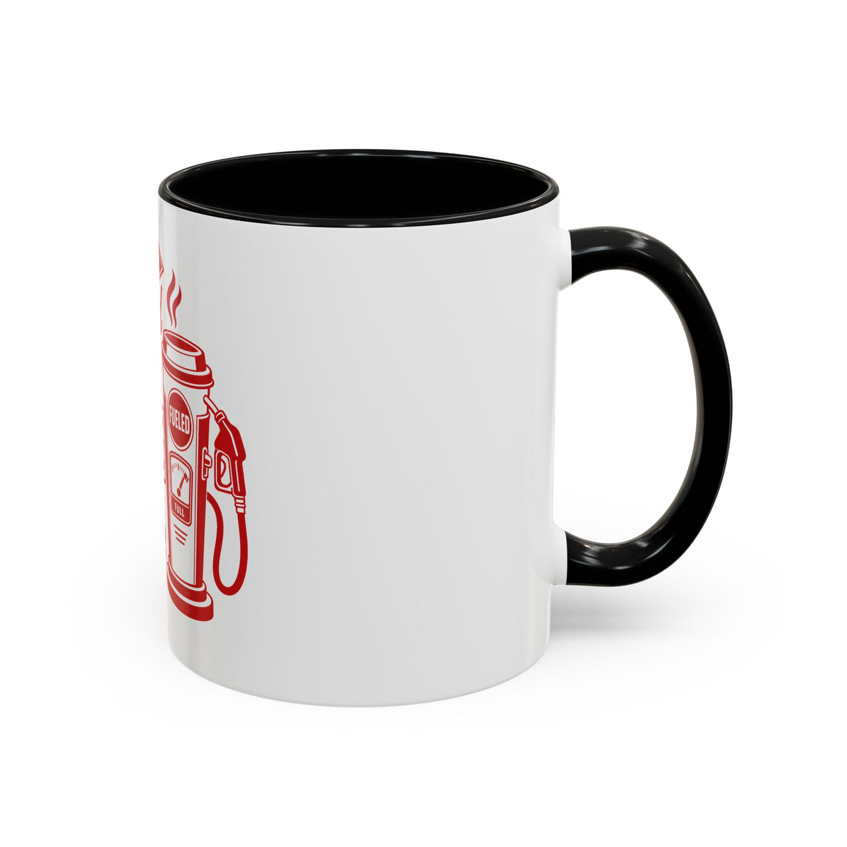 Fueled by Coffee & Grace Mug, mug, Black inside and handle, handle on the right, FUELED BY COFFEE & GRACE., 2 Corinthians 12:9 (KJV)
