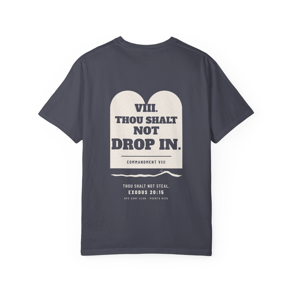 Thou Shalt Not Drop In Surf Tee, Navy, back view, THOU SHALT NOT DROP IN. Exodus 20:15 (KJV)