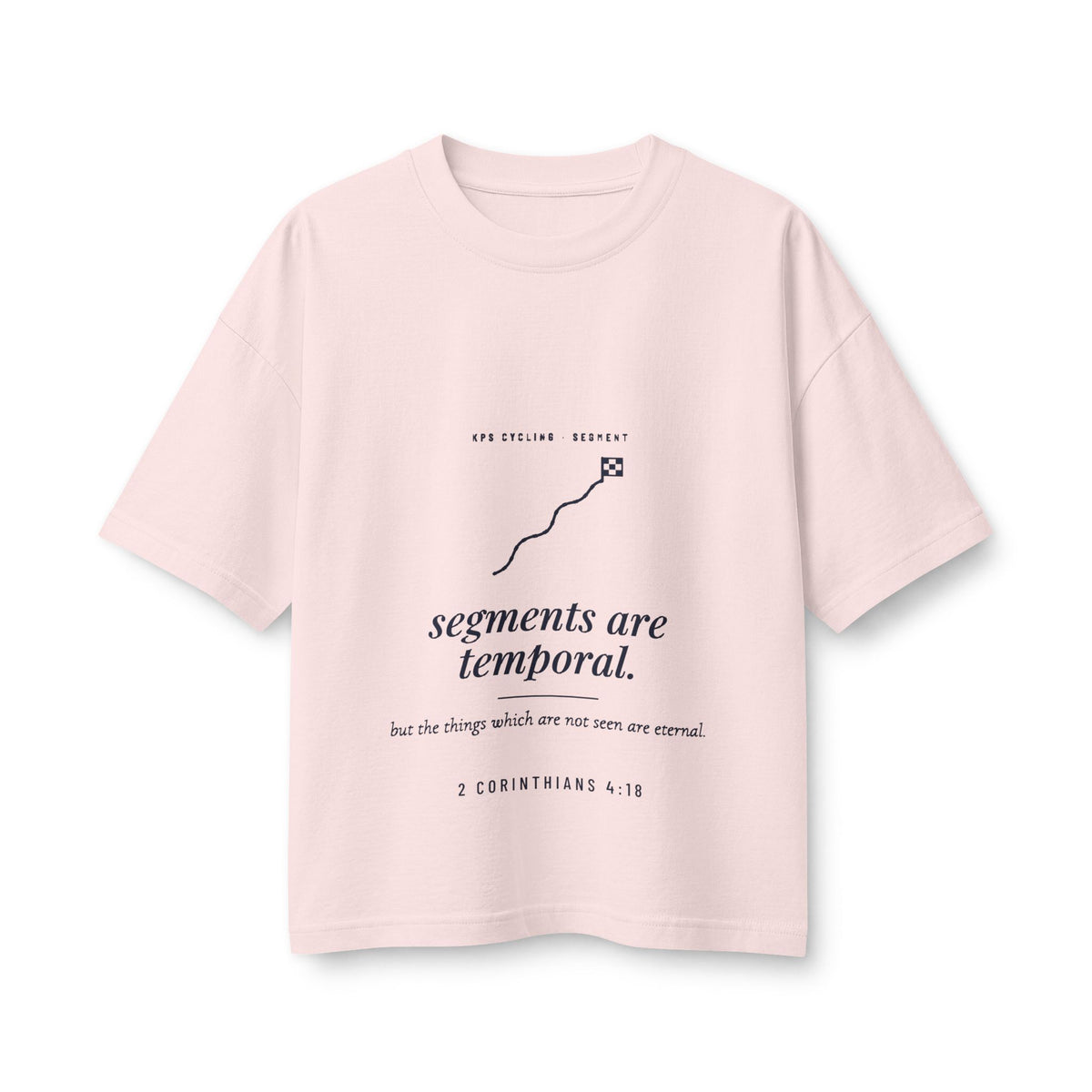 Segments Are Temporal Women's Boxy Tee, Soft Pink, front view, SEGMENTS ARE TEMPORAL. 2 Corinthians 4:18 (KJV)