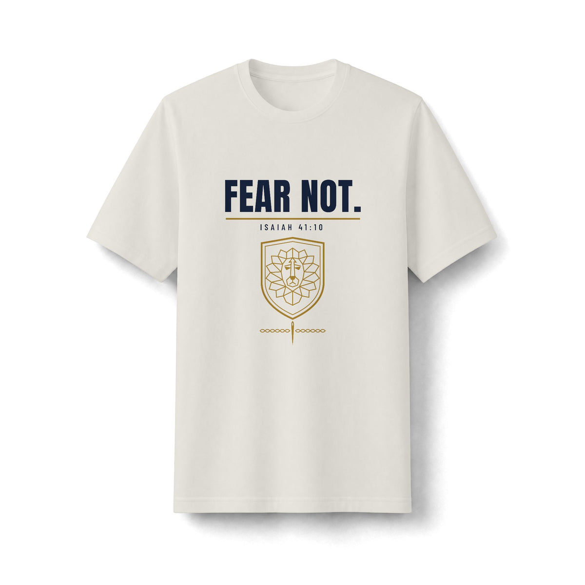 Fear Not Tee, t-shirt, Bone, front view, FEAR NOT., Isaiah 41:10 (KJV)
