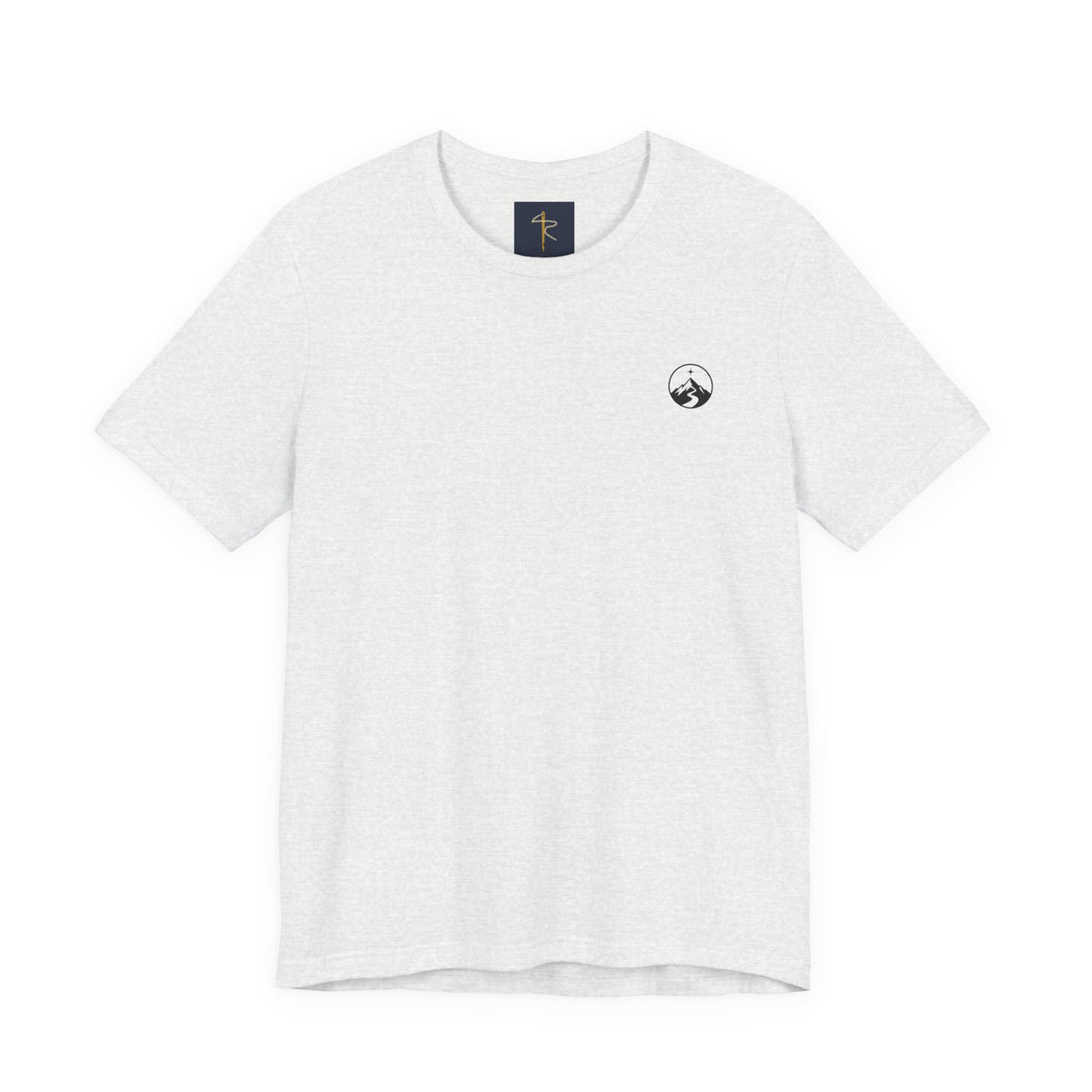 Mountain Trail Tee, t-shirt, Ash, front view, HE GUIDES MY TRAIL., Psalm 32:8 (KJV)