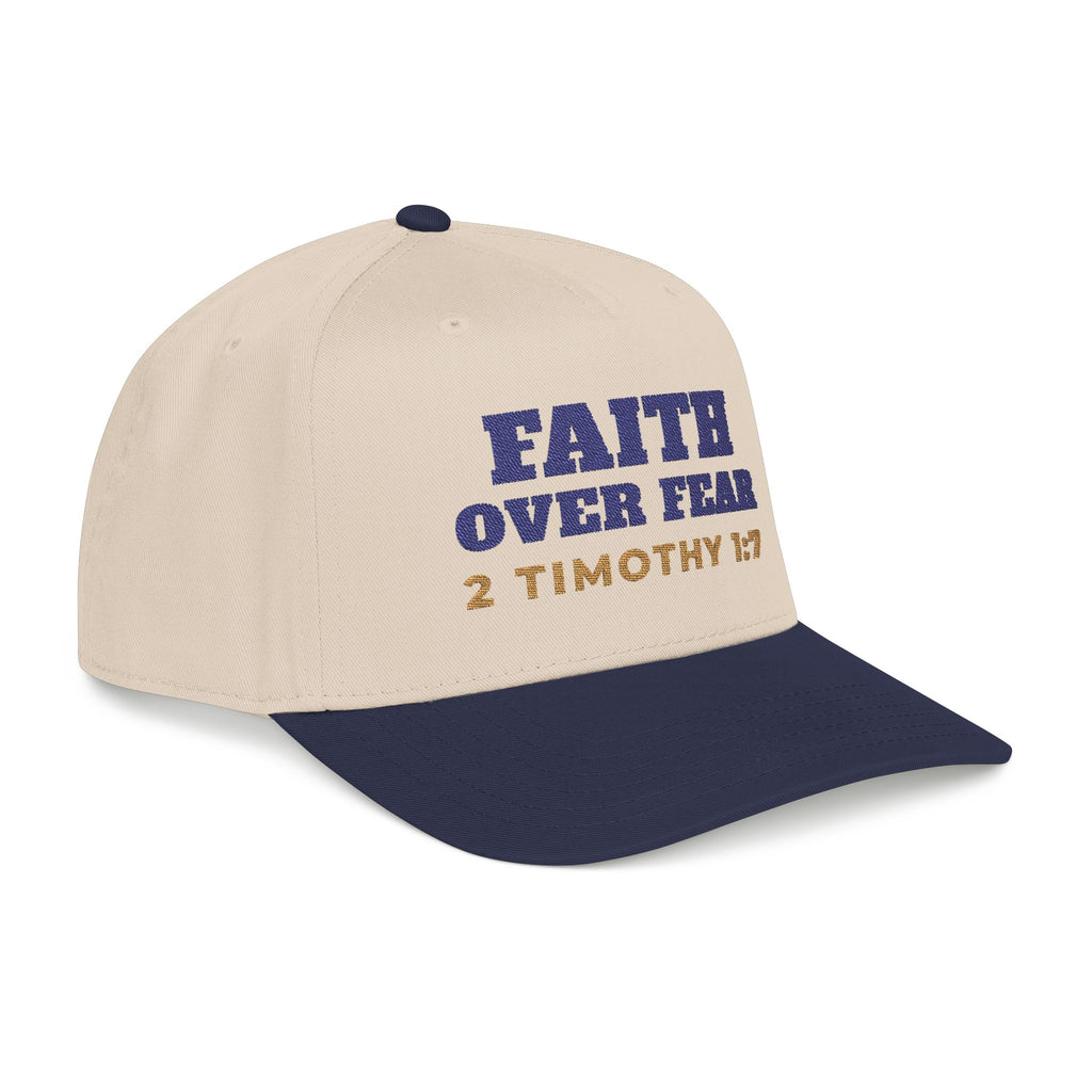 Faith Over Fear Cap, cap, Navy, right side view, FAITH OVER FEAR., 2 Timothy 1:7 (KJV)