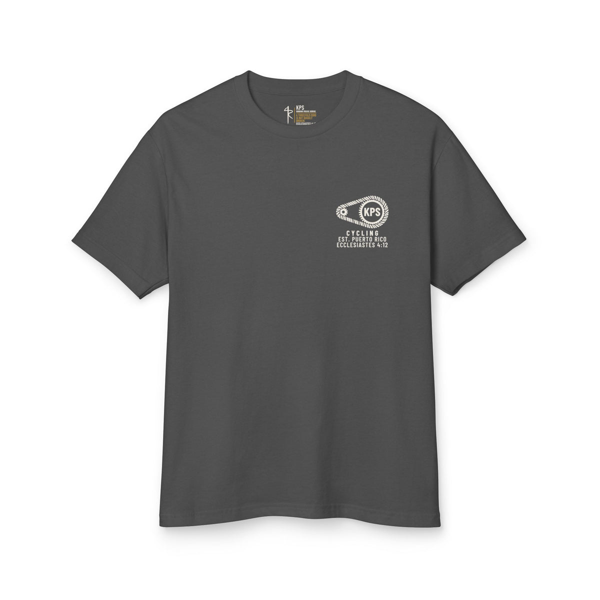 Segments Are Temporal Cycling Tee, Faded Black, front view, SEGMENTS ARE TEMPORAL. 2 Corinthians 4:18 (KJV)