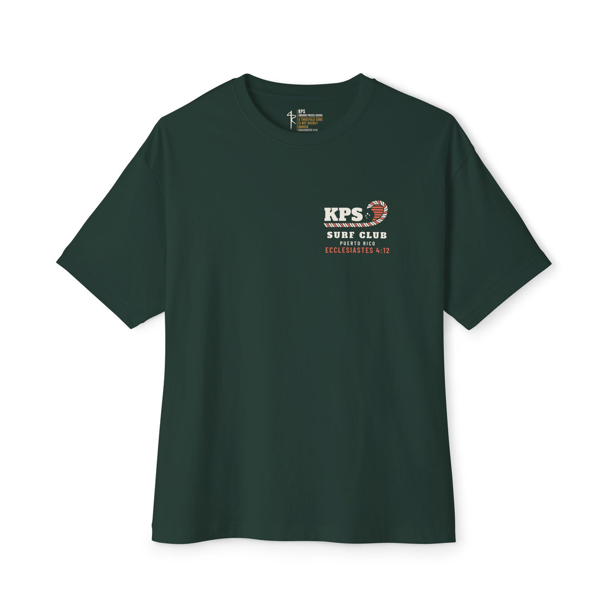 Dawn Patrol Surf Tee, Forest, front view, DAWN PATROL. (COFFEE OPTIONAL. REJOICING REQUIRED.), Psalm 118:24 (KJV)