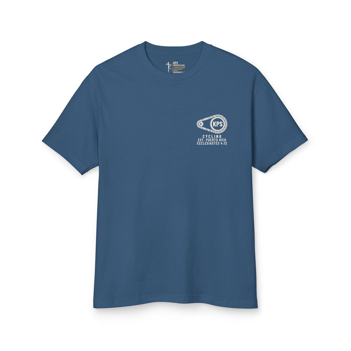 Segments Are Temporal Cycling Tee, Faded Navy, front view, SEGMENTS ARE TEMPORAL. 2 Corinthians 4:18 (KJV)